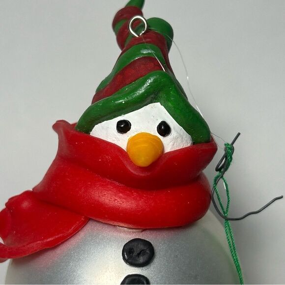 Vintage Department 56 Mercury Glass Snowman Red Scarf Glass Ball Ornament - Picture 2 of 6